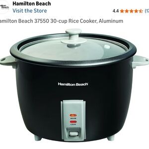 Hamilton Beach Black and Silver Rice Cooker. Brand new in original box.